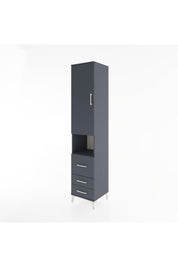 Hyperion Dolap 4 Raflı 3 Çekmeceli Tek Kapaklı 44x44x221 Antrasit-Antrasit