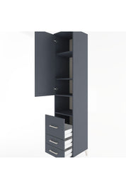 Hyperion Dolap 4 Raflı 3 Çekmeceli Tek Kapaklı 44x44x221 Antrasit-Antrasit