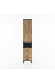 Hyperion Dolap 4 Raflı 3 Çekmeceli Tek Kapaklı 44x44x221 Antrasit-Çam