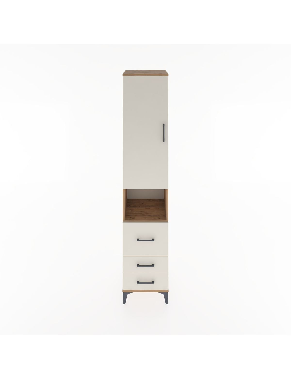 Hyperion Dolap 4 Raflı 3 Çekmeceli Tek Kapaklı 44x44x221 Çam-Aytaşı