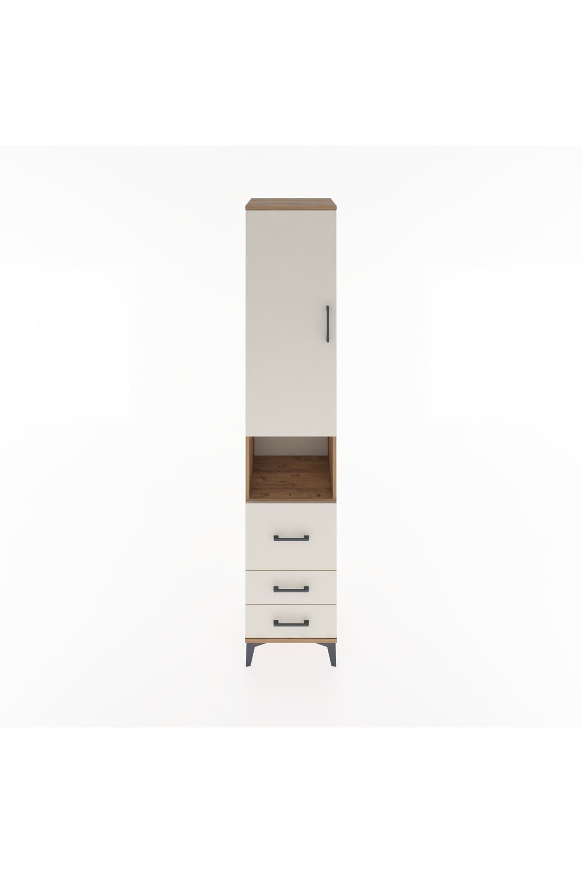 Hyperion Dolap 4 Raflı 3 Çekmeceli Tek Kapaklı 44x44x221 Çam-Aytaşı