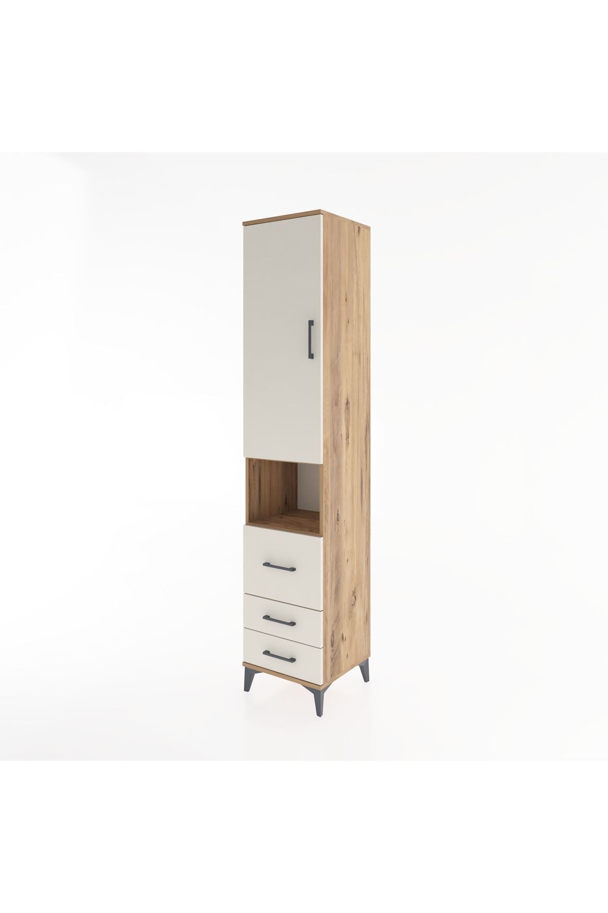 Hyperion Dolap 4 Raflı 3 Çekmeceli Tek Kapaklı 44x44x221 Çam-Aytaşı