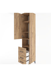 Hyperion Dolap 4 Raflı 3 Çekmeceli Tek Kapaklı 44x44x221 Çam-Çam