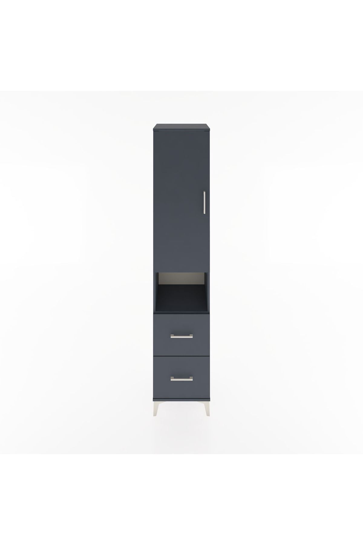 Hyperion Dolap 3 Raflı 2 Çekmeceli Tek Askılı 44x44x221 Antrasit-Antrasit