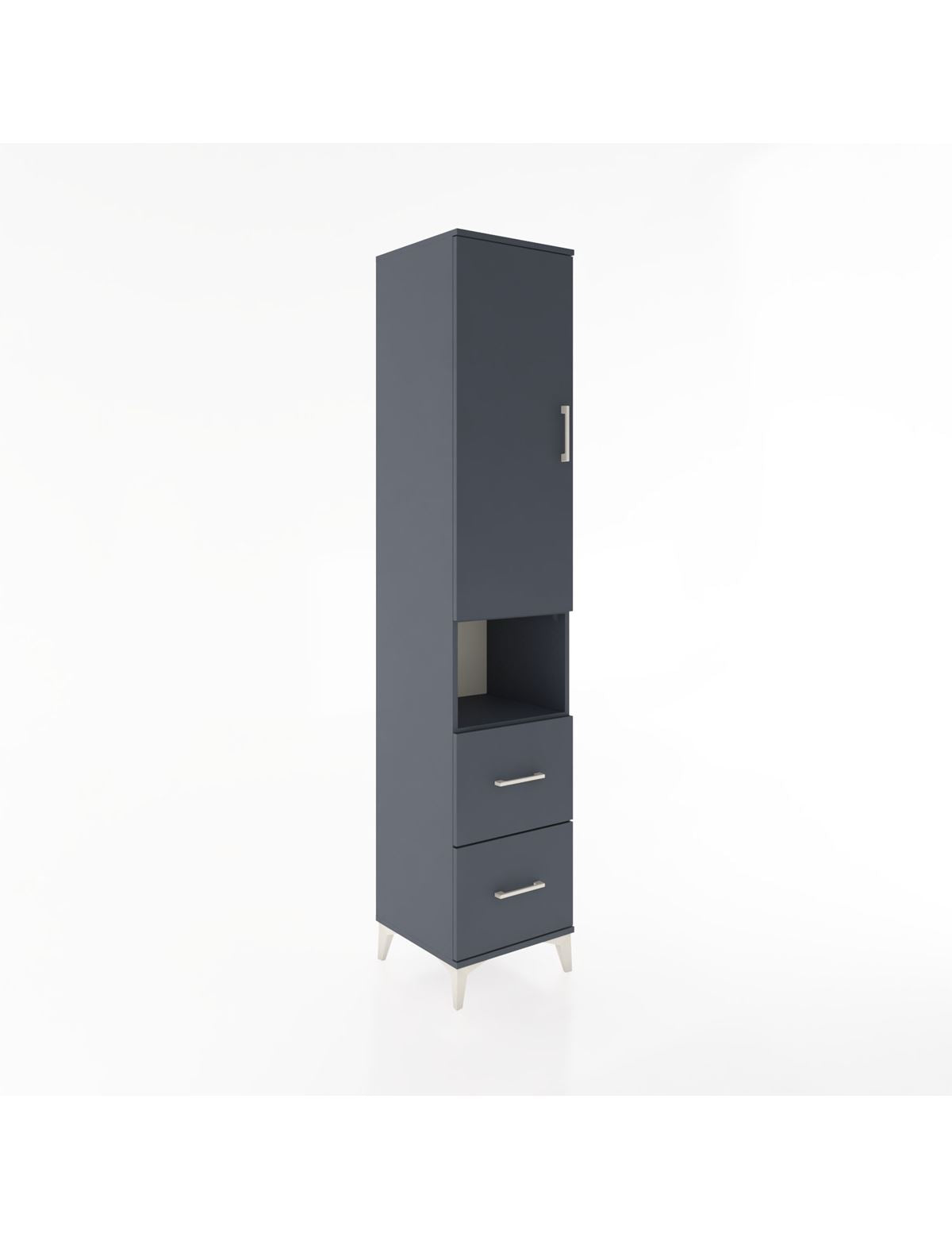 Hyperion Dolap 3 Raflı 2 Çekmeceli Tek Askılı 44x44x221 Antrasit-Antrasit