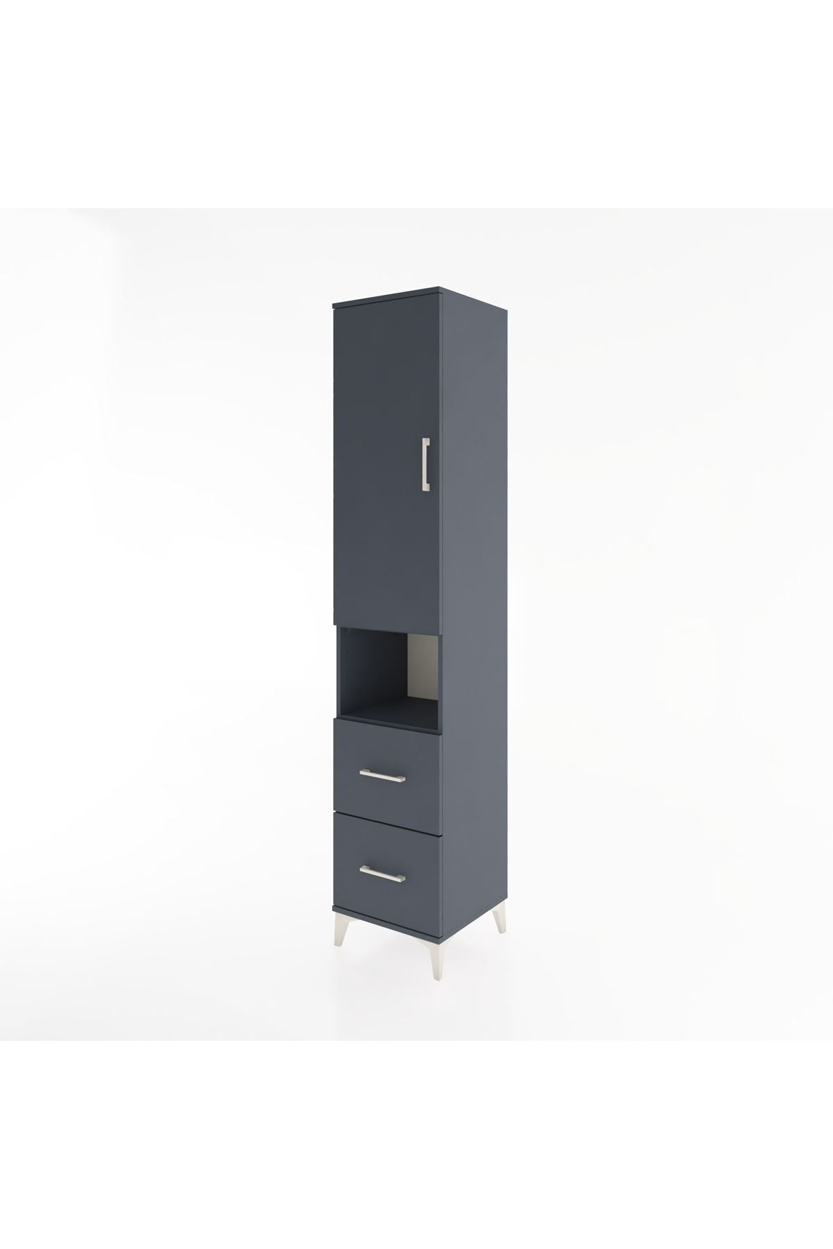 Hyperion Dolap 3 Raflı 2 Çekmeceli Tek Askılı 44x44x221 Antrasit-Antrasit