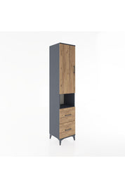 Hyperion Dolap 3 Raflı 2 Çekmeceli Tek Askılı 44x44x221 Antrasit-Çam