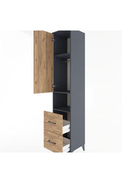 Hyperion Dolap 3 Raflı 2 Çekmeceli Tek Askılı 44x44x221 Antrasit-Çam