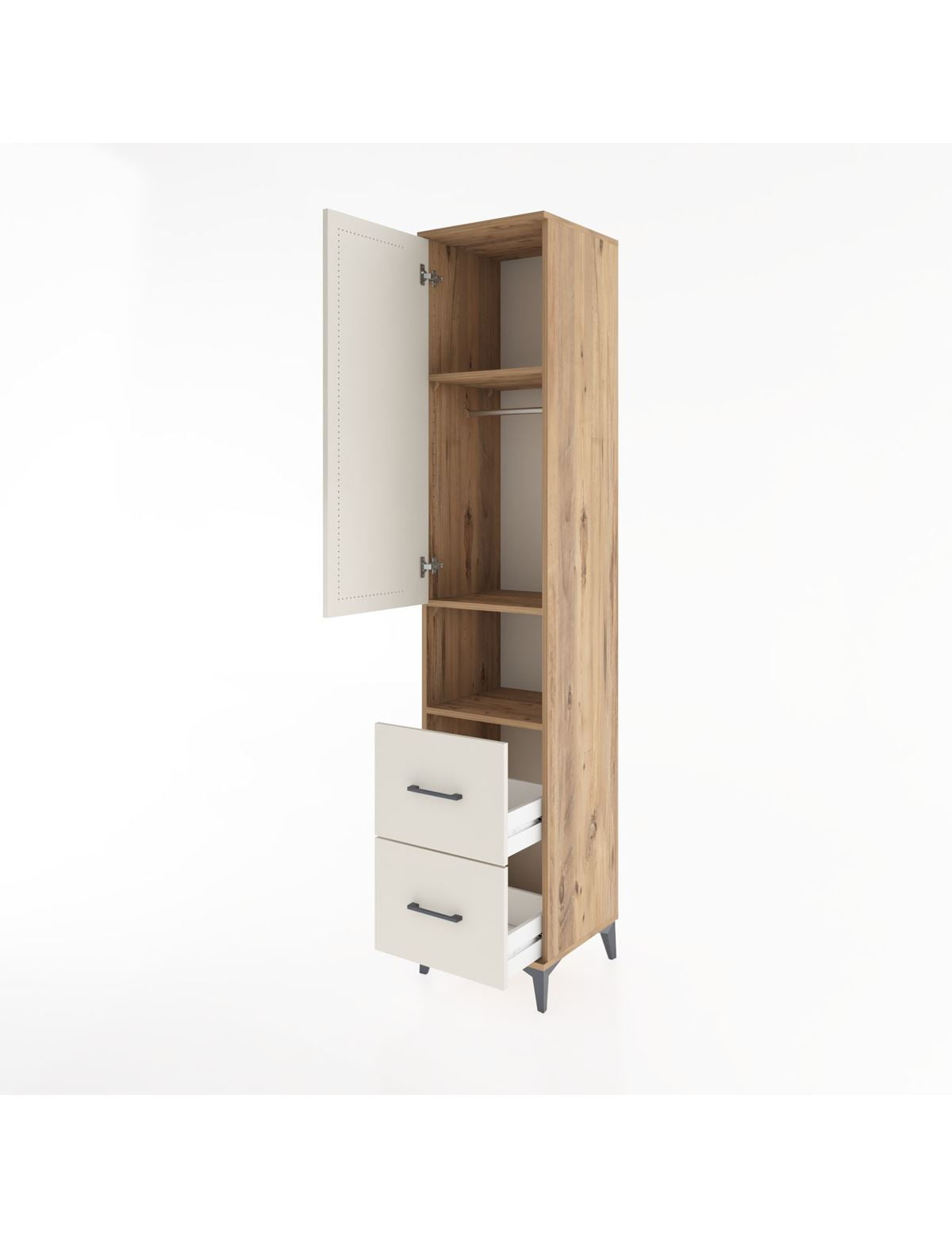 Hyperion Dolap 3 Raflı 2 Çekmeceli Tek Askılı 44x44x221 - S61M177V7B