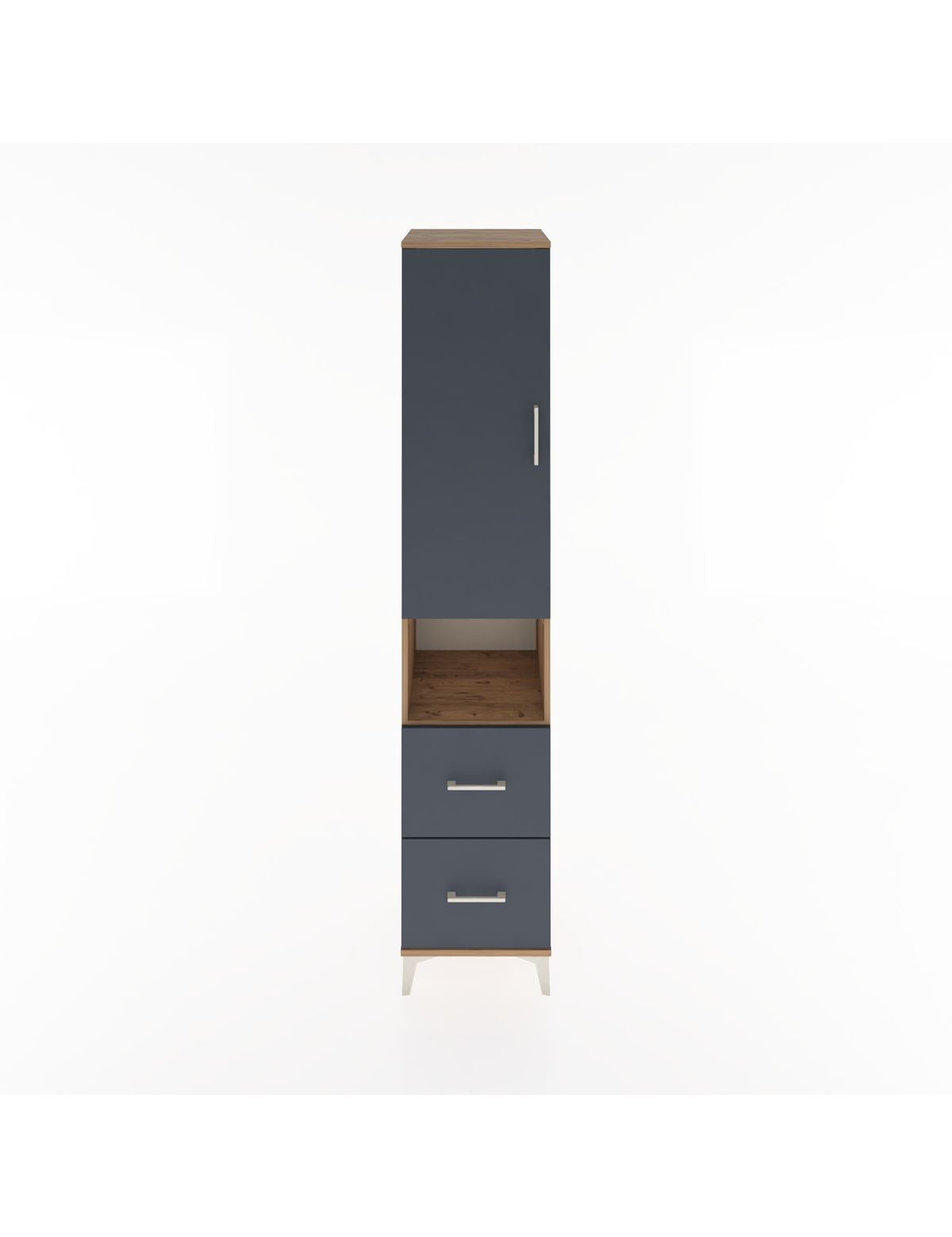 Hyperion Dolap 3 Raflı 2 Çekmeceli Tek Askılı 44x44x221 Çam-Antrasit