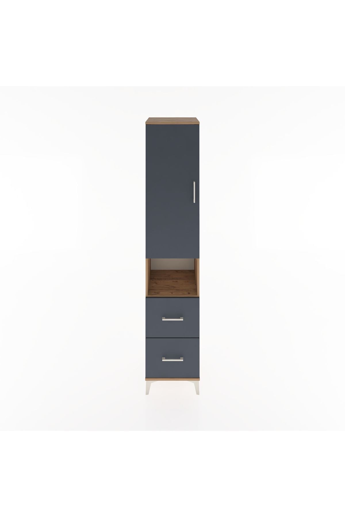 Hyperion Dolap 3 Raflı 2 Çekmeceli Tek Askılı 44x44x221 Çam-Antrasit