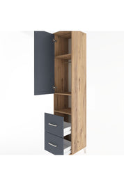 Hyperion Dolap 3 Raflı 2 Çekmeceli Tek Askılı 44x44x221 Çam-Antrasit