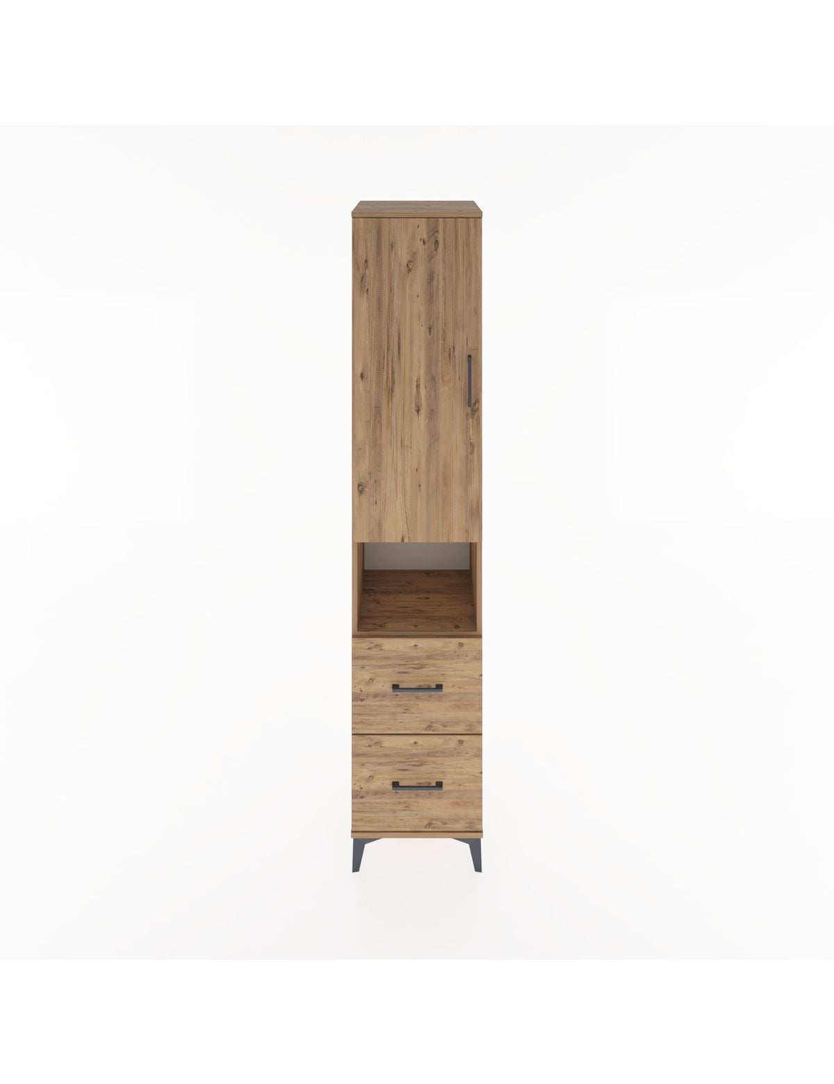 Hyperion Dolap 3 Raflı 2 Çekmeceli Tek Askılı 44x44x221 Çam-Çam