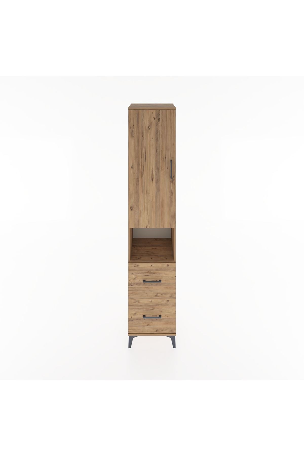 Hyperion Dolap 3 Raflı 2 Çekmeceli Tek Askılı 44x44x221 Çam-Çam