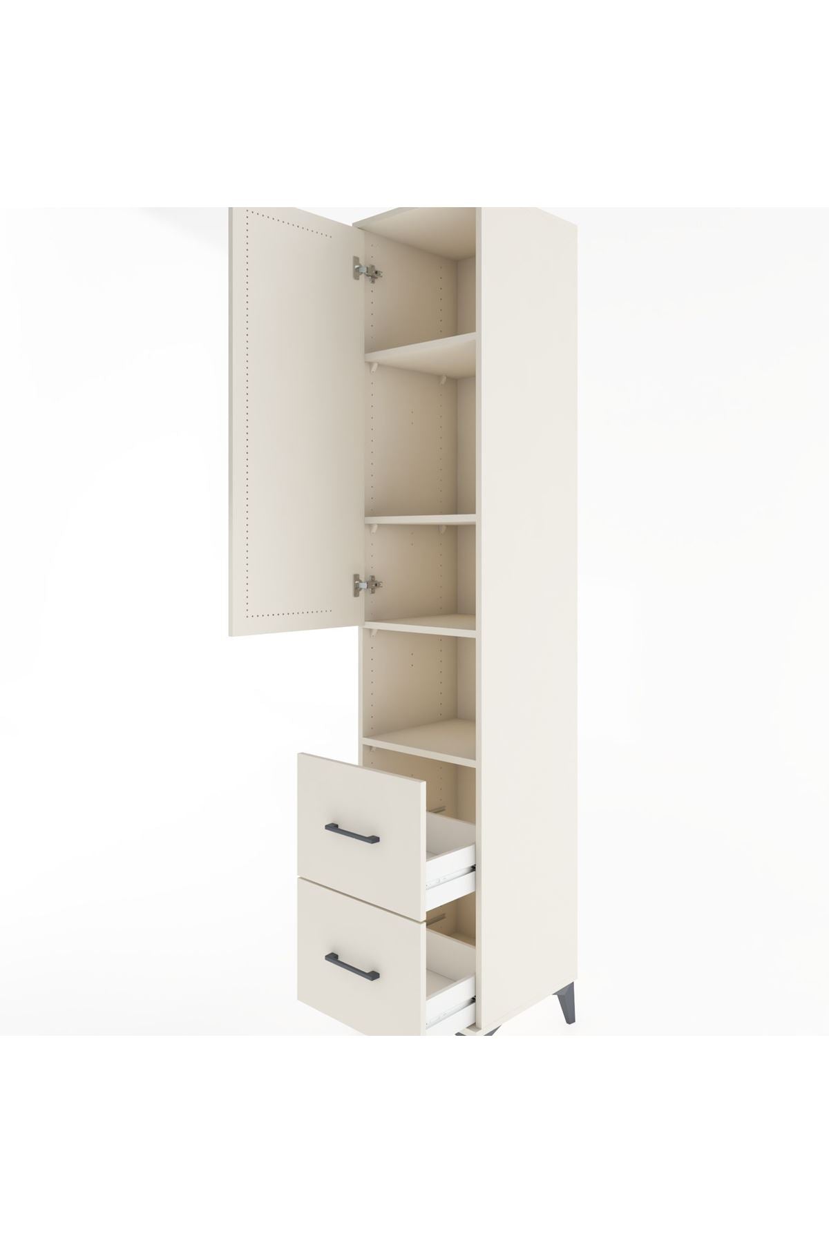 Hyperion Dolap 4 Raflı 2 Çekmeceli Tek Kapaklı 44x44x221 Aytaşı-Aytaşı