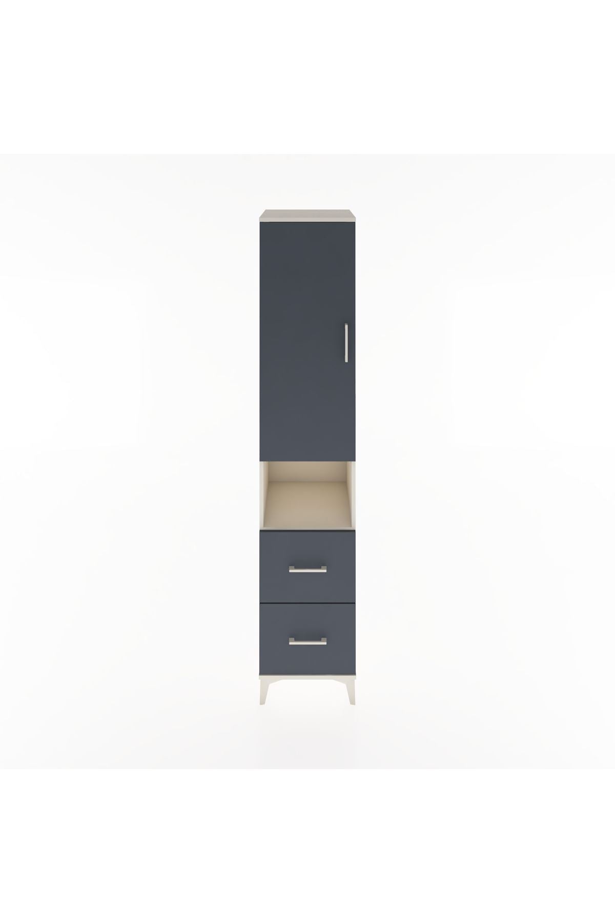 Hyperion Dolap 4 Raflı 2 Çekmeceli Tek Kapaklı 44x44x221 Aytaşı-Antrasit