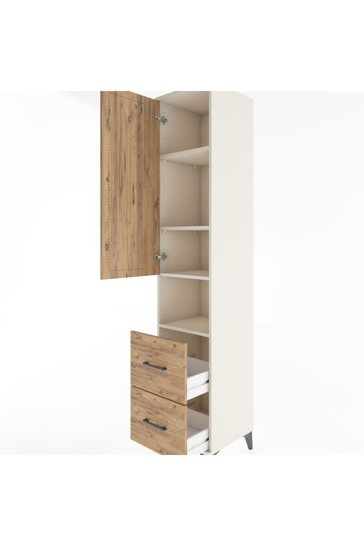 Hyperion Dolap 4 Raflı 2 Çekmeceli Tek Kapaklı 44x44x221 Aytaşı-Çam