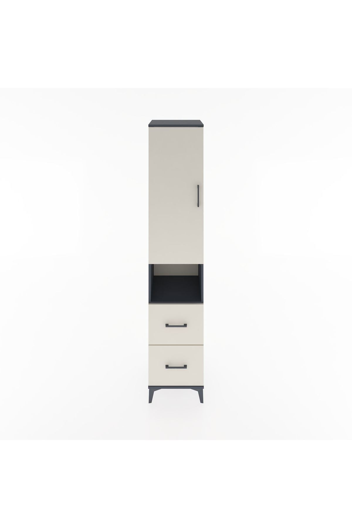 Hyperion Dolap 4 Raflı 2 Çekmeceli Tek Kapaklı 44x44x221 Antrasit-Aytaşı