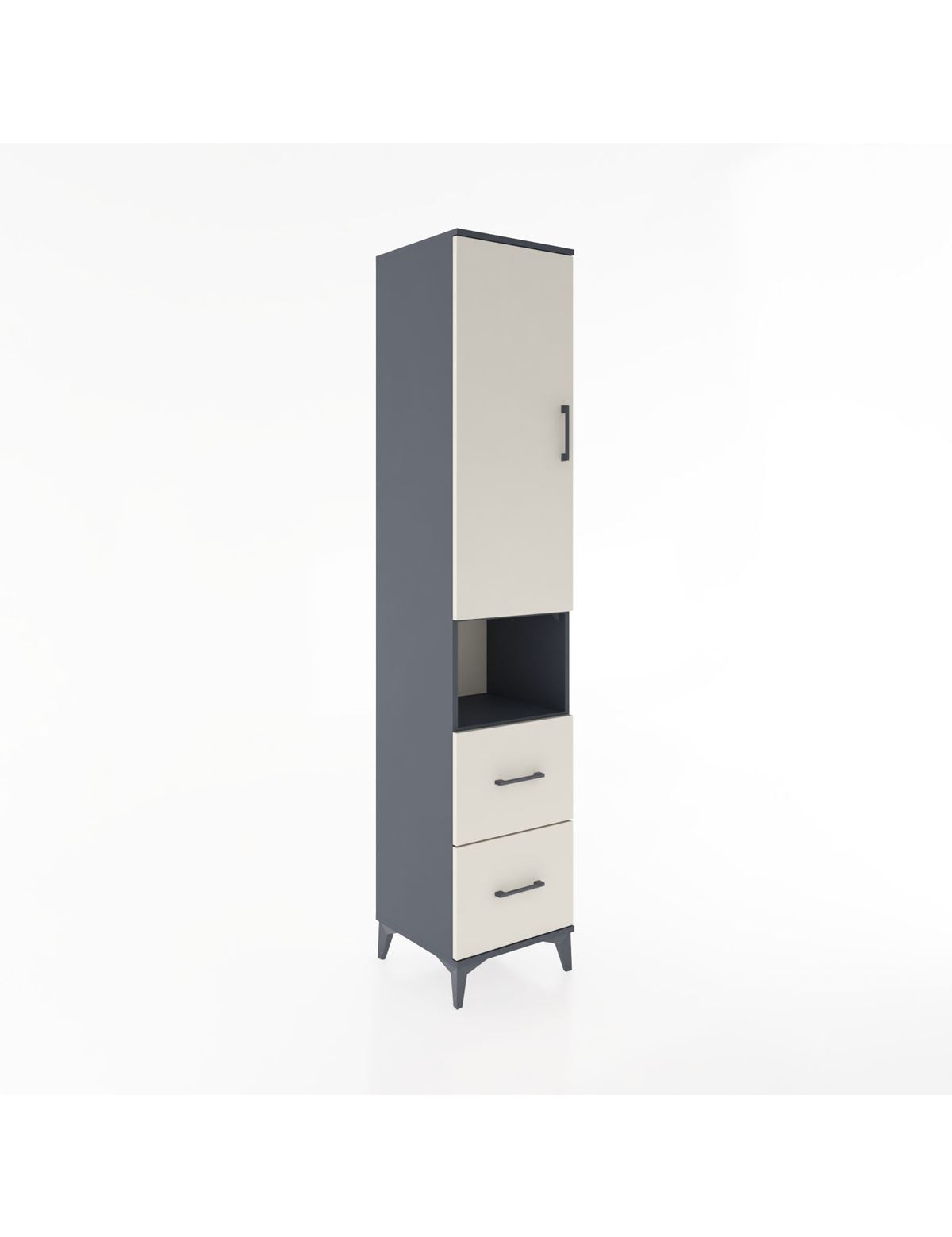 Hyperion Dolap 4 Raflı 2 Çekmeceli Tek Kapaklı 44x44x221 Antrasit-Aytaşı