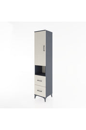 Hyperion Dolap 4 Raflı 2 Çekmeceli Tek Kapaklı 44x44x221 Antrasit-Aytaşı