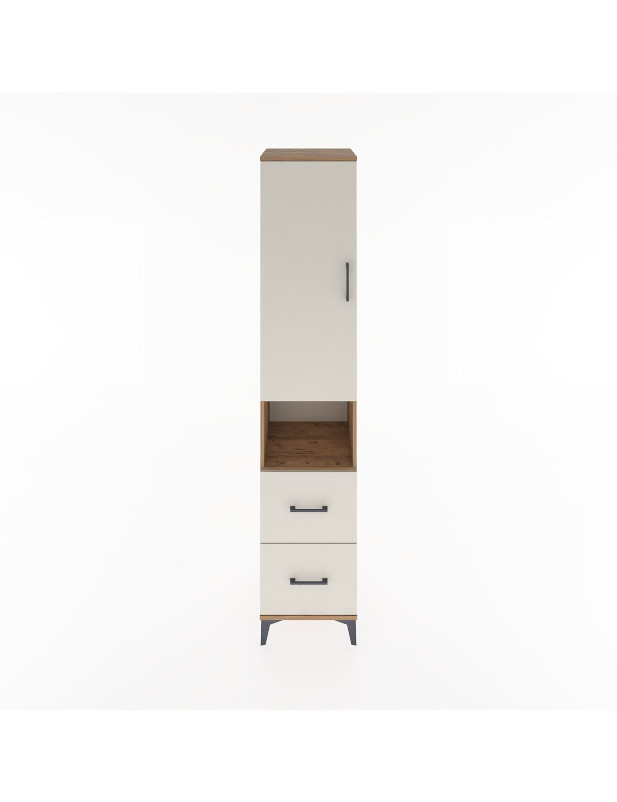 Hyperion Dolap 4 Raflı 2 Çekmeceli Tek Kapaklı 44x44x221 Çam-Aytaşı