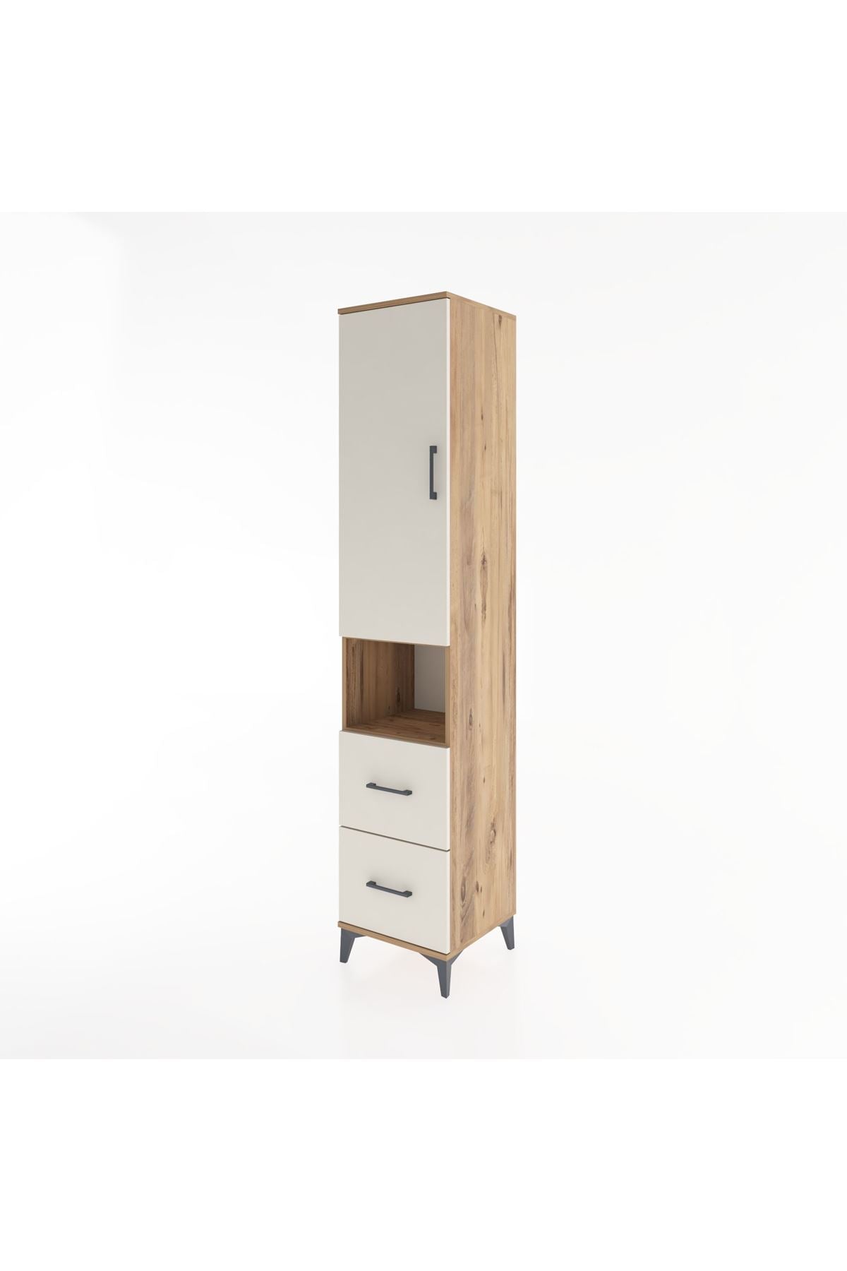 Hyperion Dolap 4 Raflı 2 Çekmeceli Tek Kapaklı 44x44x221 Çam-Aytaşı