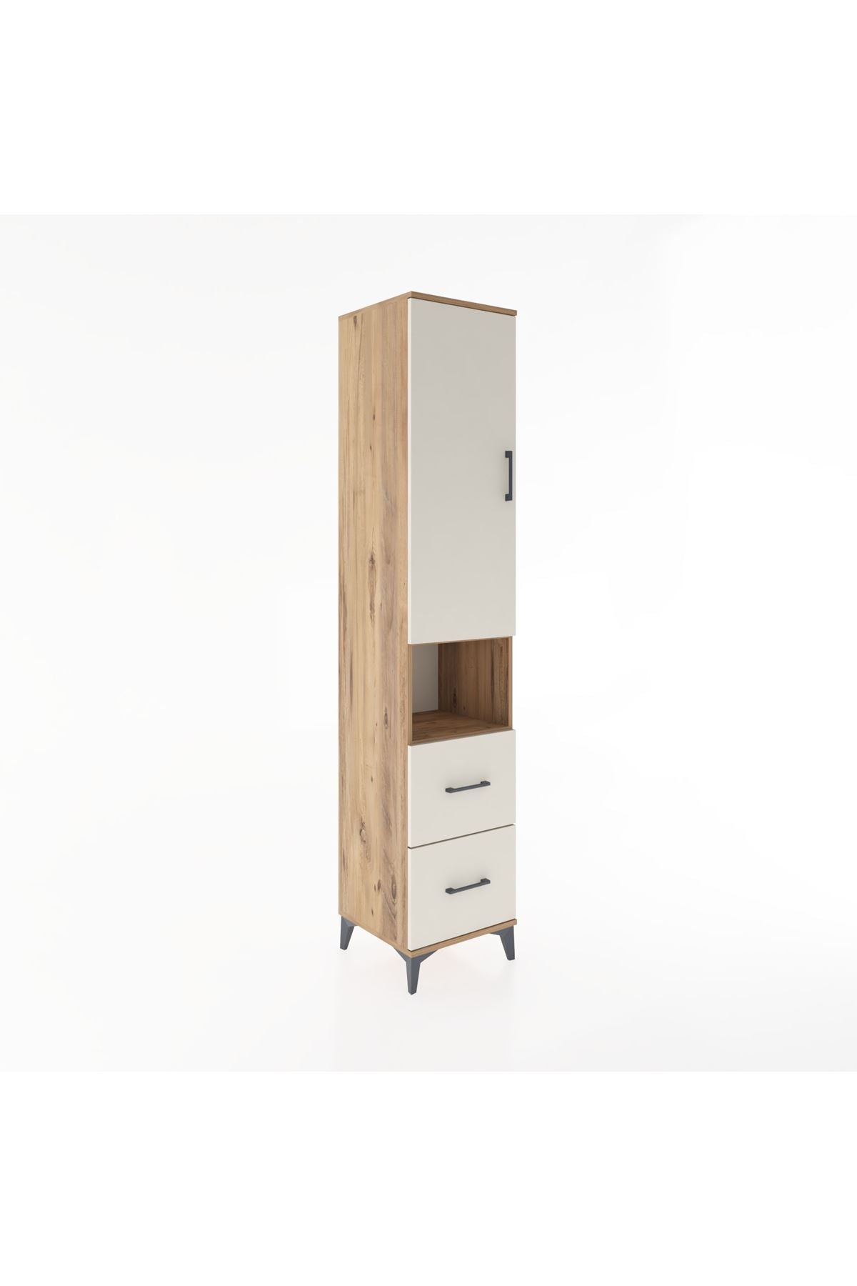 Hyperion Dolap 4 Raflı 2 Çekmeceli Tek Kapaklı 44x44x221 Çam-Aytaşı