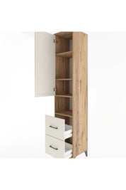 Hyperion Dolap 4 Raflı 2 Çekmeceli Tek Kapaklı 44x44x221 Çam-Aytaşı