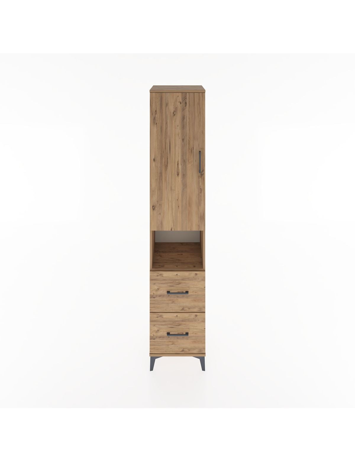 Hyperion Dolap 4 Raflı 2 Çekmeceli Tek Kapaklı 44x44x221 Çam-Çam