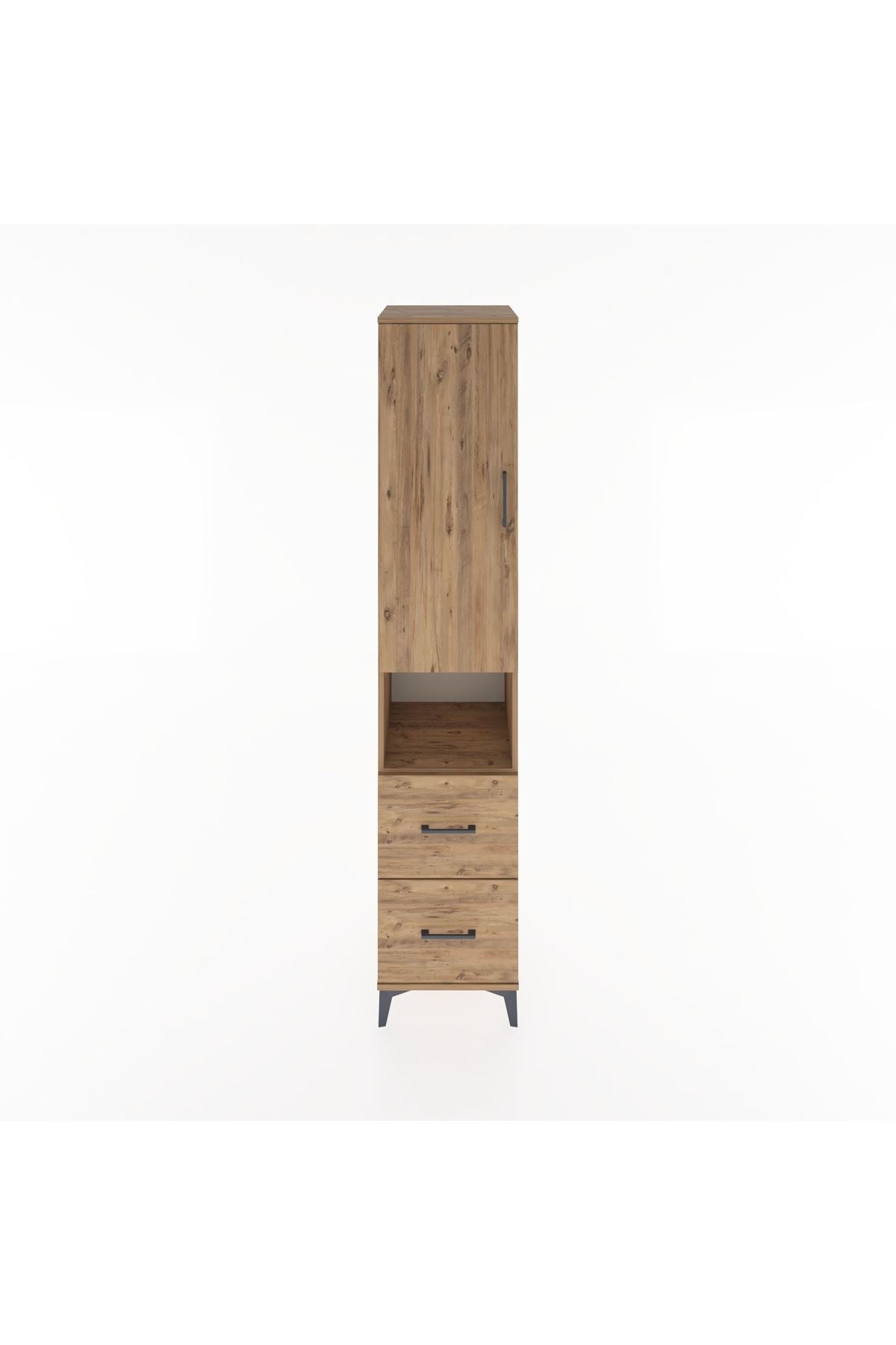 Hyperion Dolap 4 Raflı 2 Çekmeceli Tek Kapaklı 44x44x221 Çam-Çam