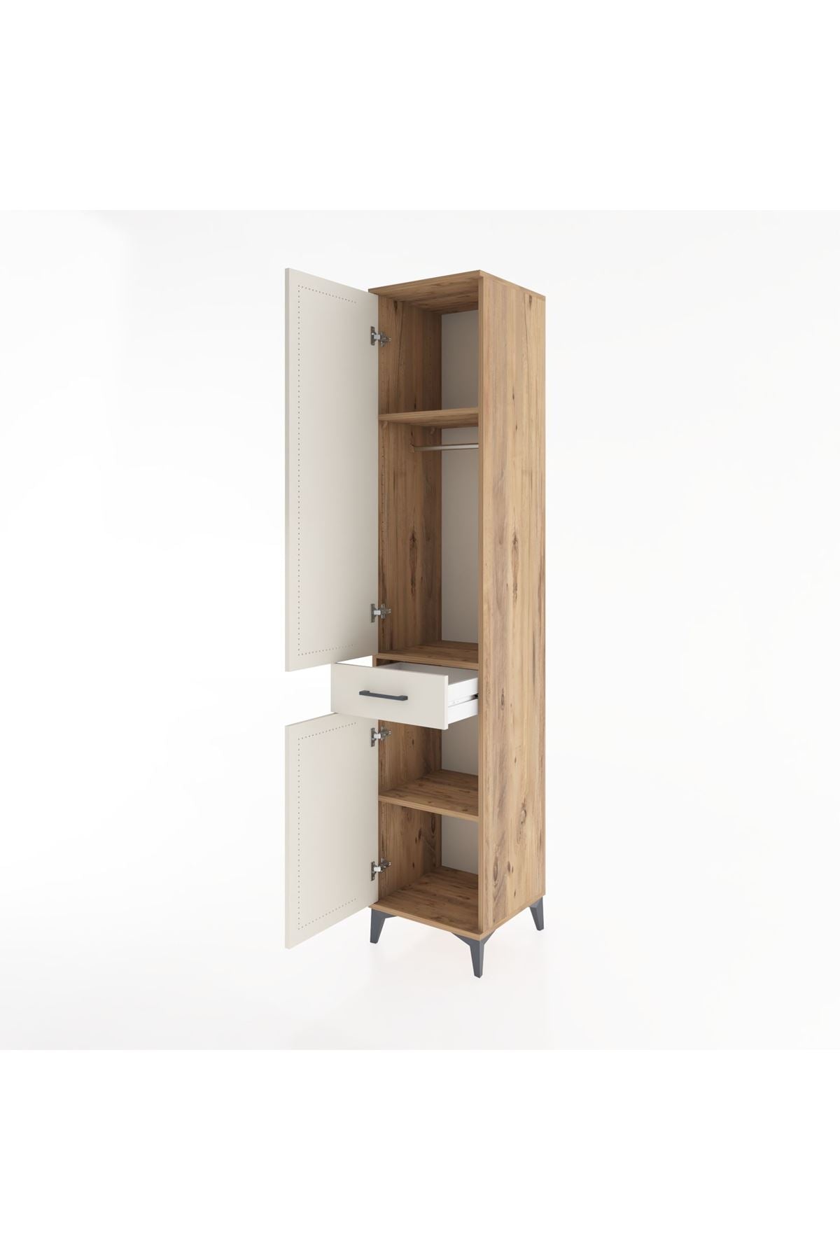 Hyperion Dolap 3 Raflı Tek Çekmeceli Tek Askılı 44x44x221 Çam-Aytaşı