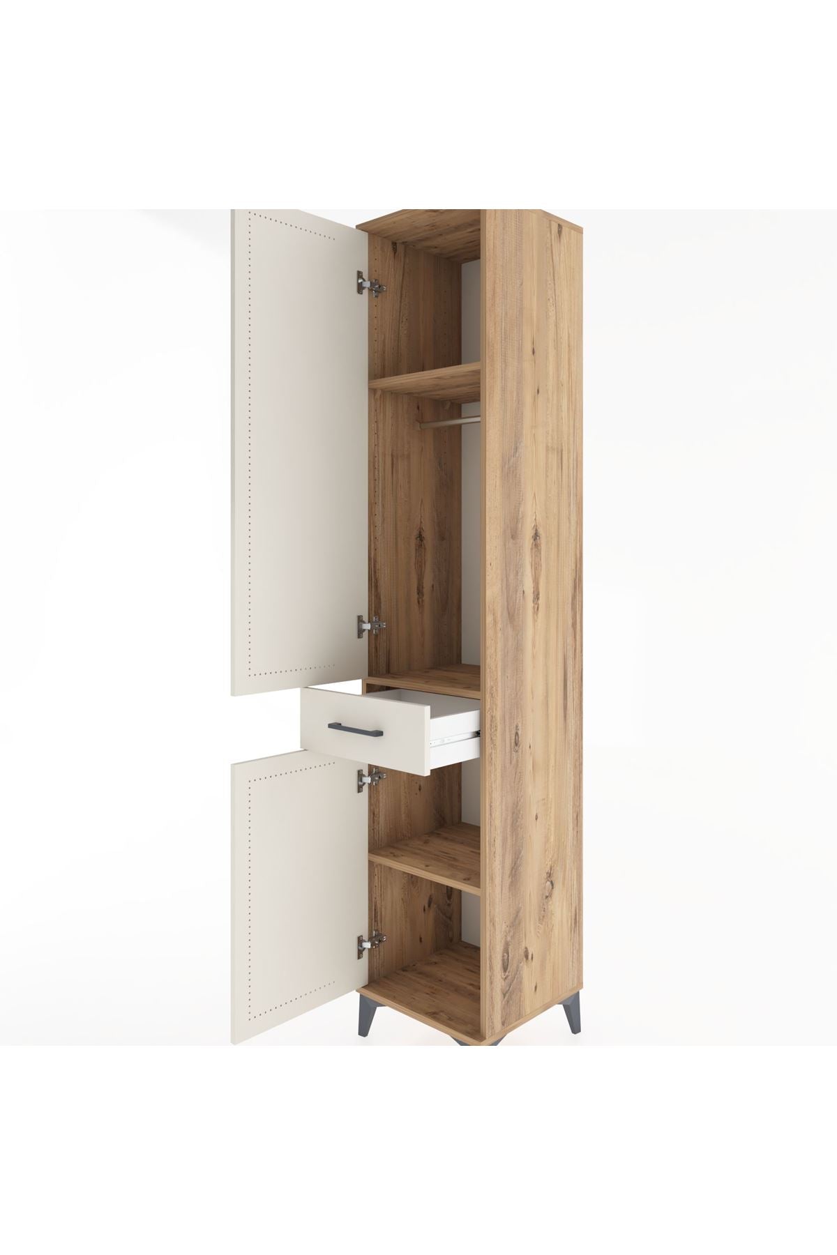 Hyperion Dolap 3 Raflı Tek Çekmeceli Tek Askılı 44x44x221 Çam-Aytaşı