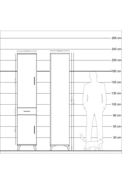 Hyperion Dolap 3 Raflı Tek Çekmeceli Tek Askılı 44x44x221 Çam-Çam