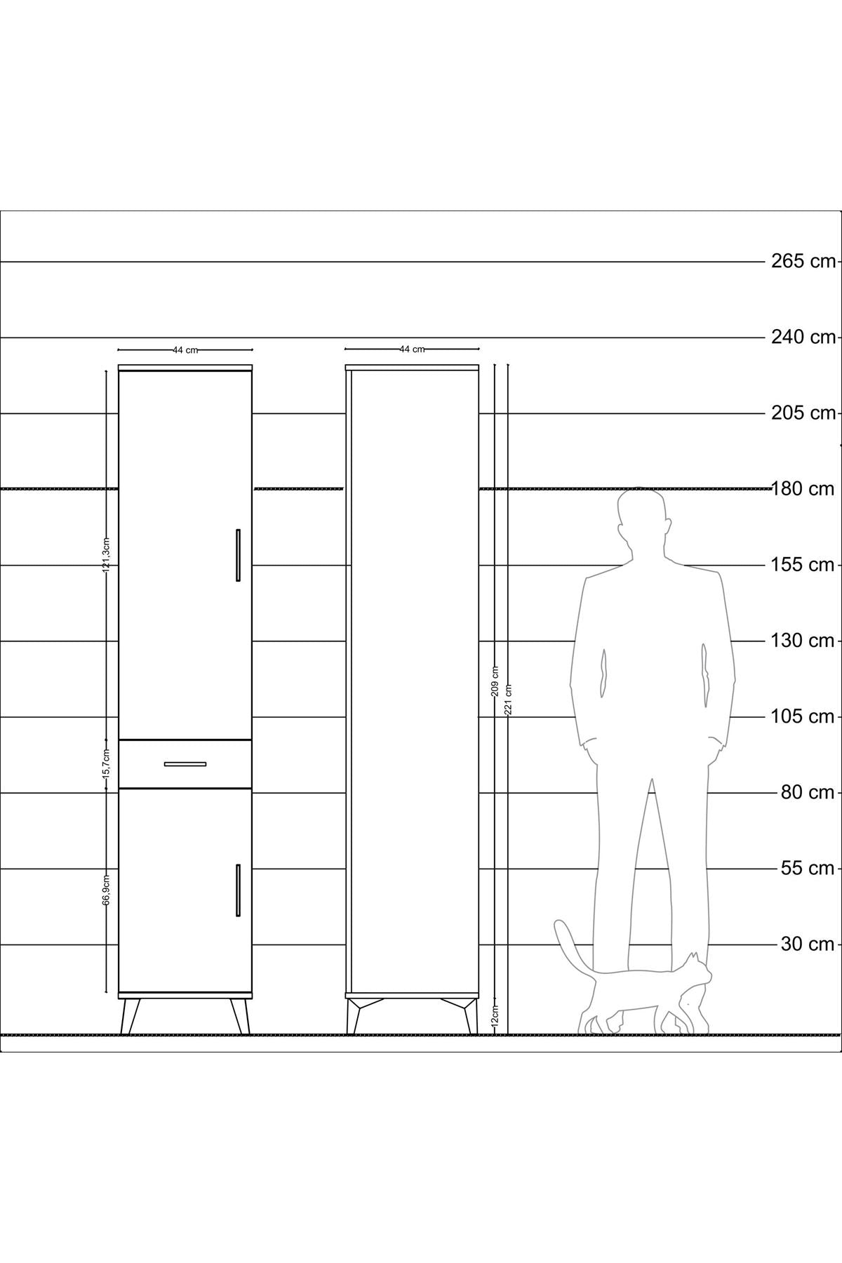 Hyperion Dolap 4 Raflı Tek Çekmeceli 2 Kapaklı 44x44x221 Aytaşı-Aytaşı