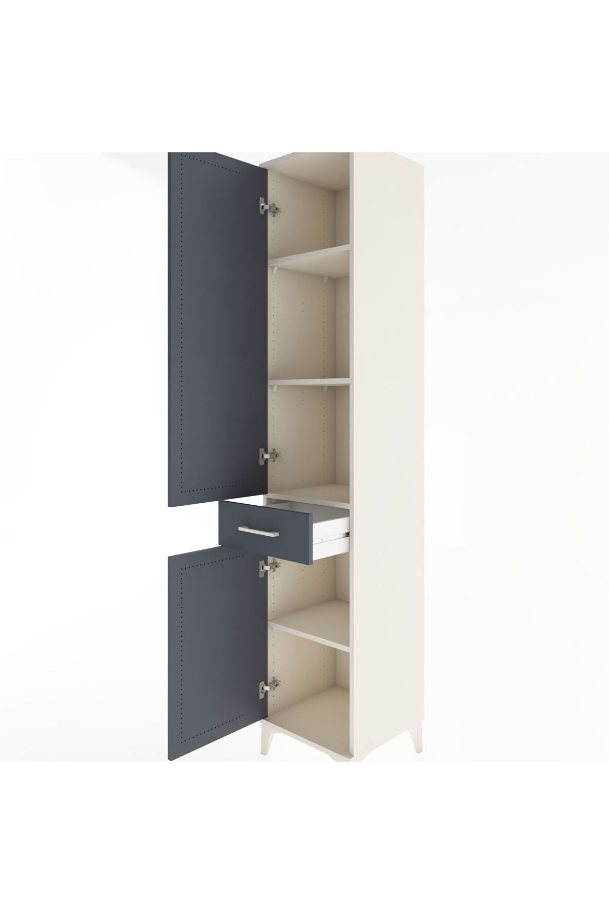 Hyperion Dolap 4 Raflı Tek Çekmeceli 2 Kapaklı 44x44x221 Aytaşı-Antrasit