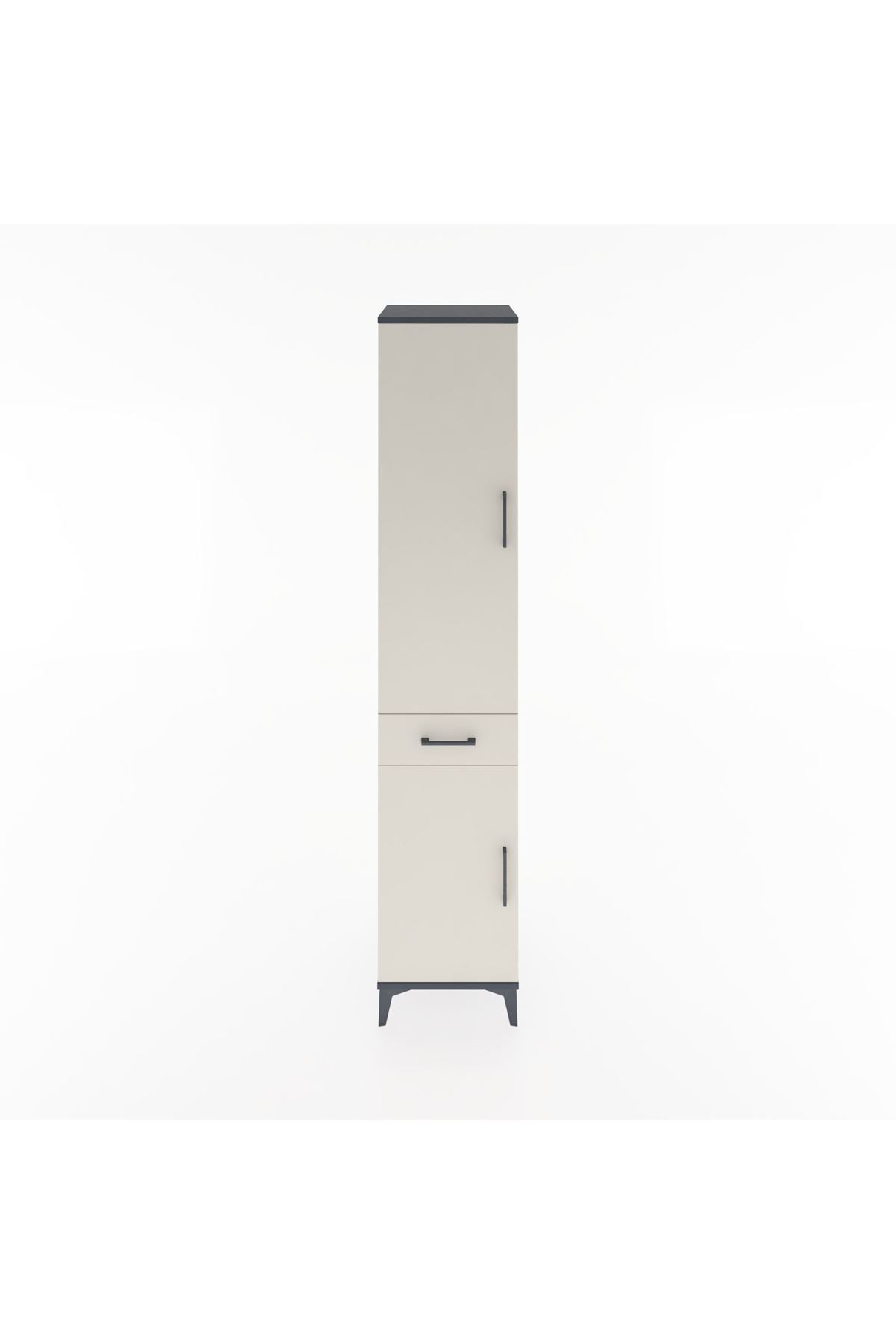 Hyperion Dolap 4 Raflı Tek Çekmeceli 2 Kapaklı 44x44x221 Antrasit-Aytaşı