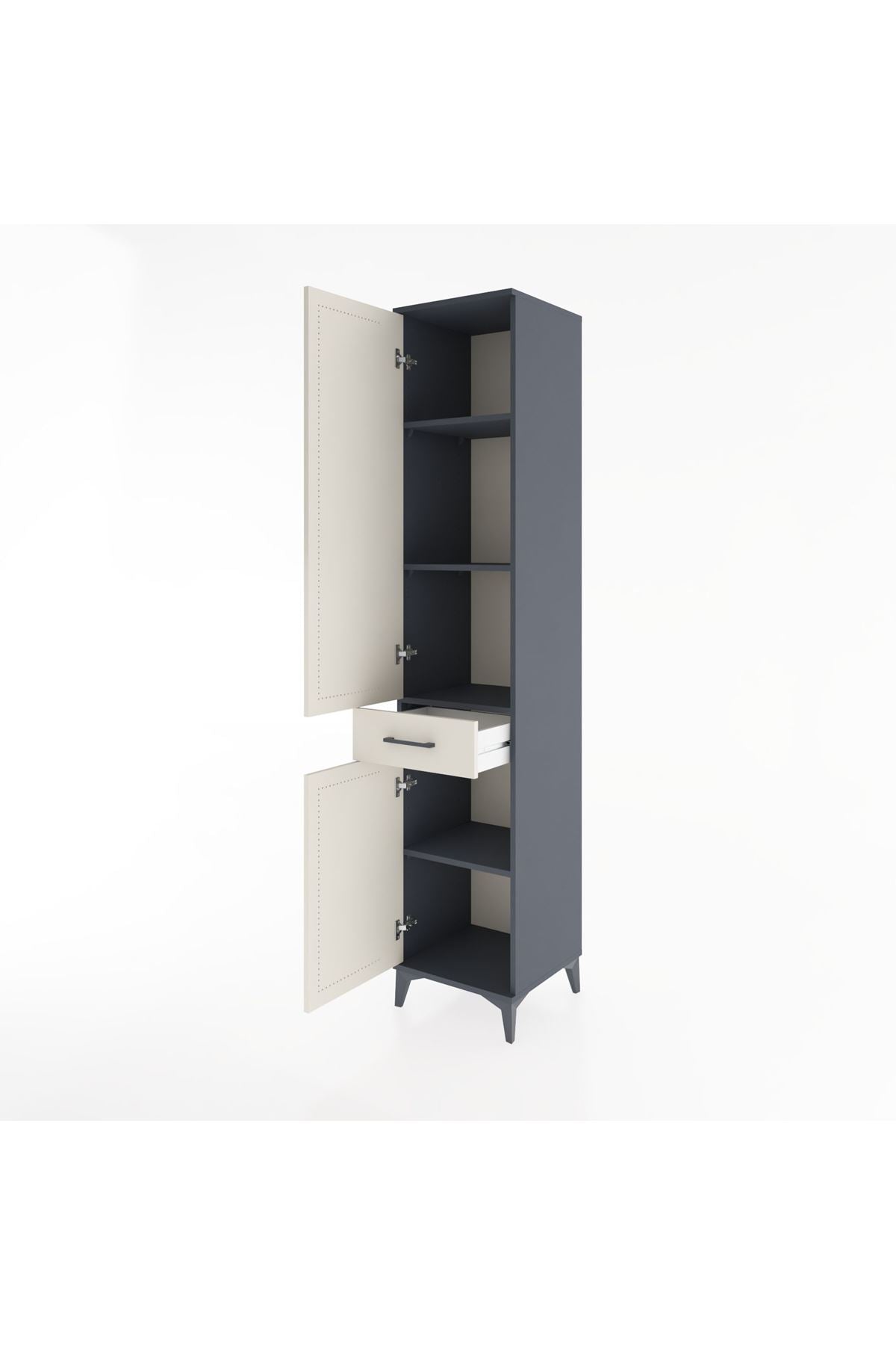 Hyperion Dolap 4 Raflı Tek Çekmeceli 2 Kapaklı 44x44x221 Antrasit-Aytaşı