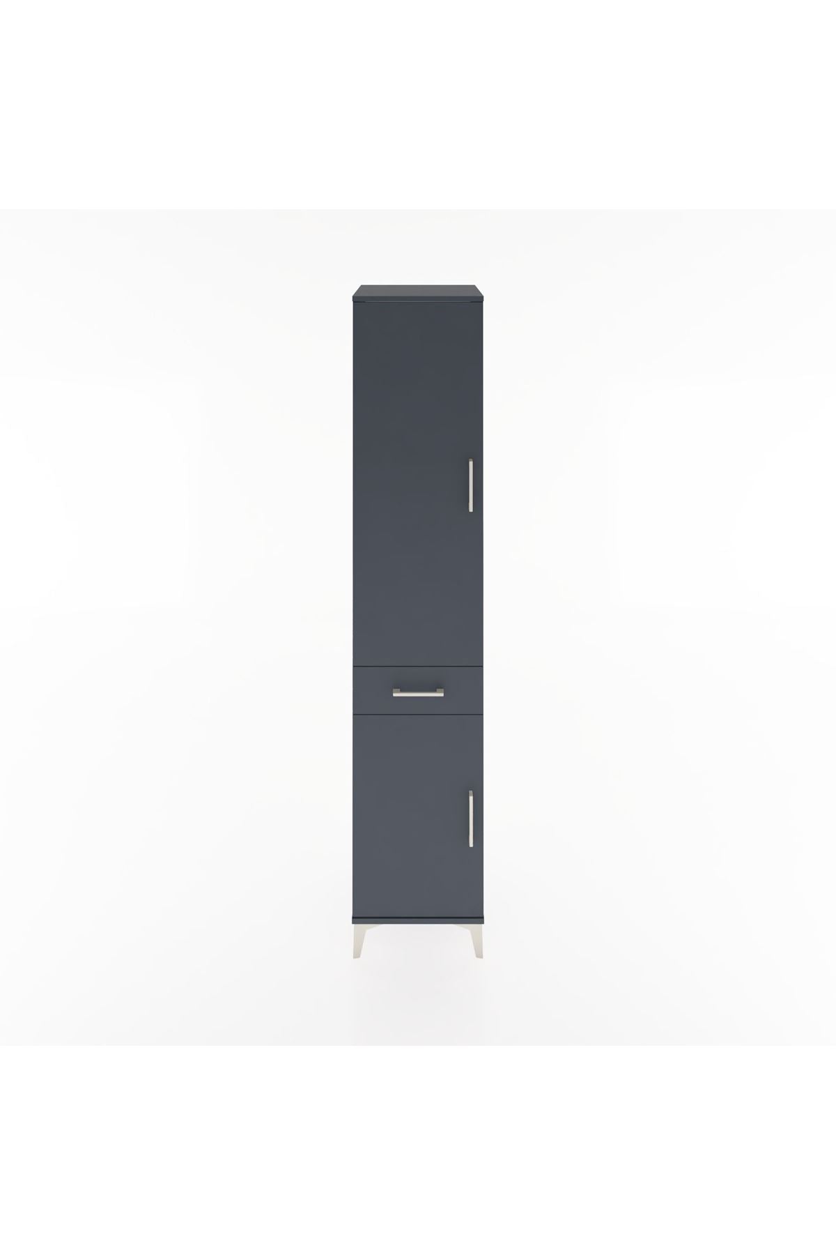 Hyperion Dolap 4 Raflı Tek Çekmeceli 2 Kapaklı 44x44x221 Antrasit-Antrasit