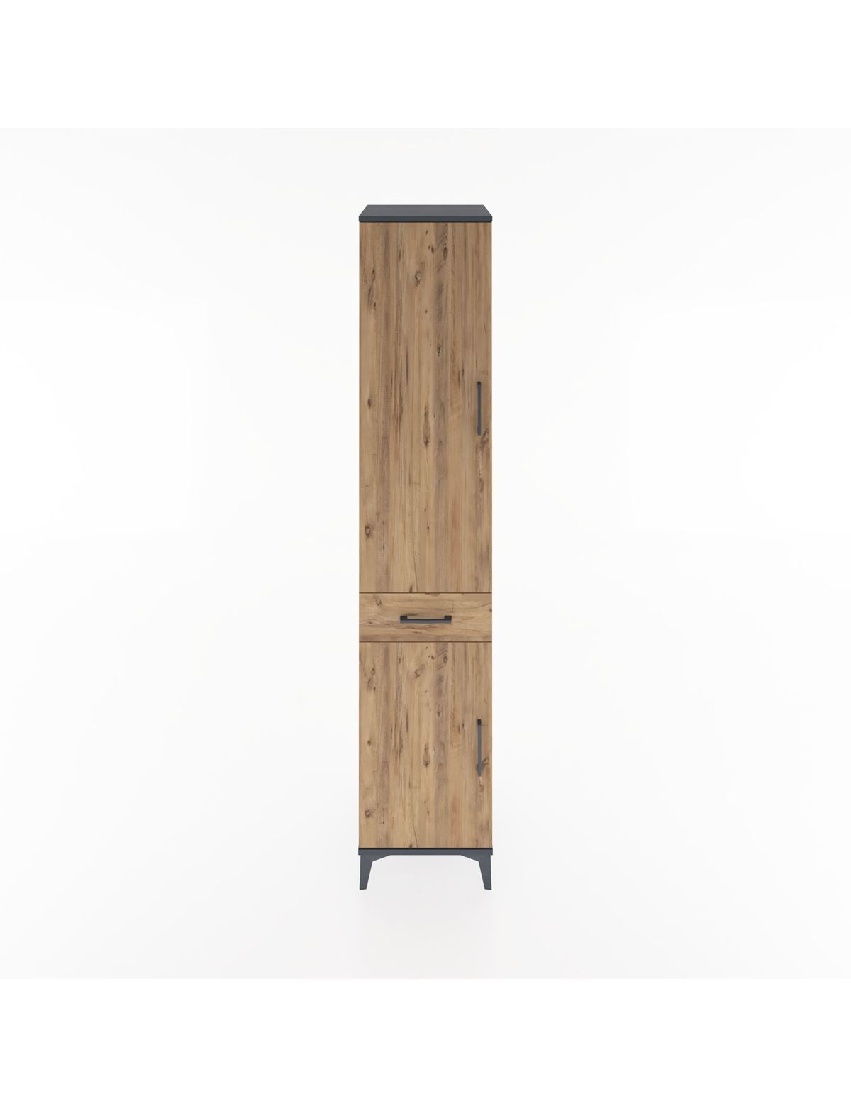 Hyperion Dolap 4 Raflı Tek Çekmeceli 2 Kapaklı 44x44x221 Antrasit-Çam