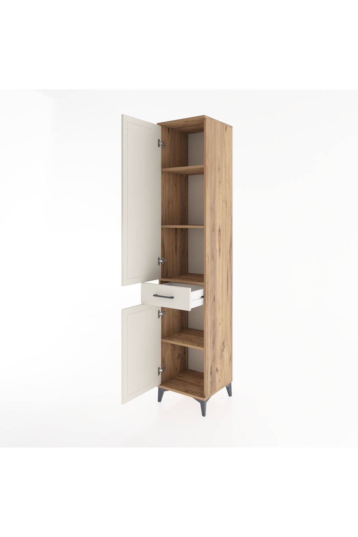 Hyperion Dolap 4 Raflı Tek Çekmeceli 2 Kapaklı 44x44x221 Çam-Aytaşı