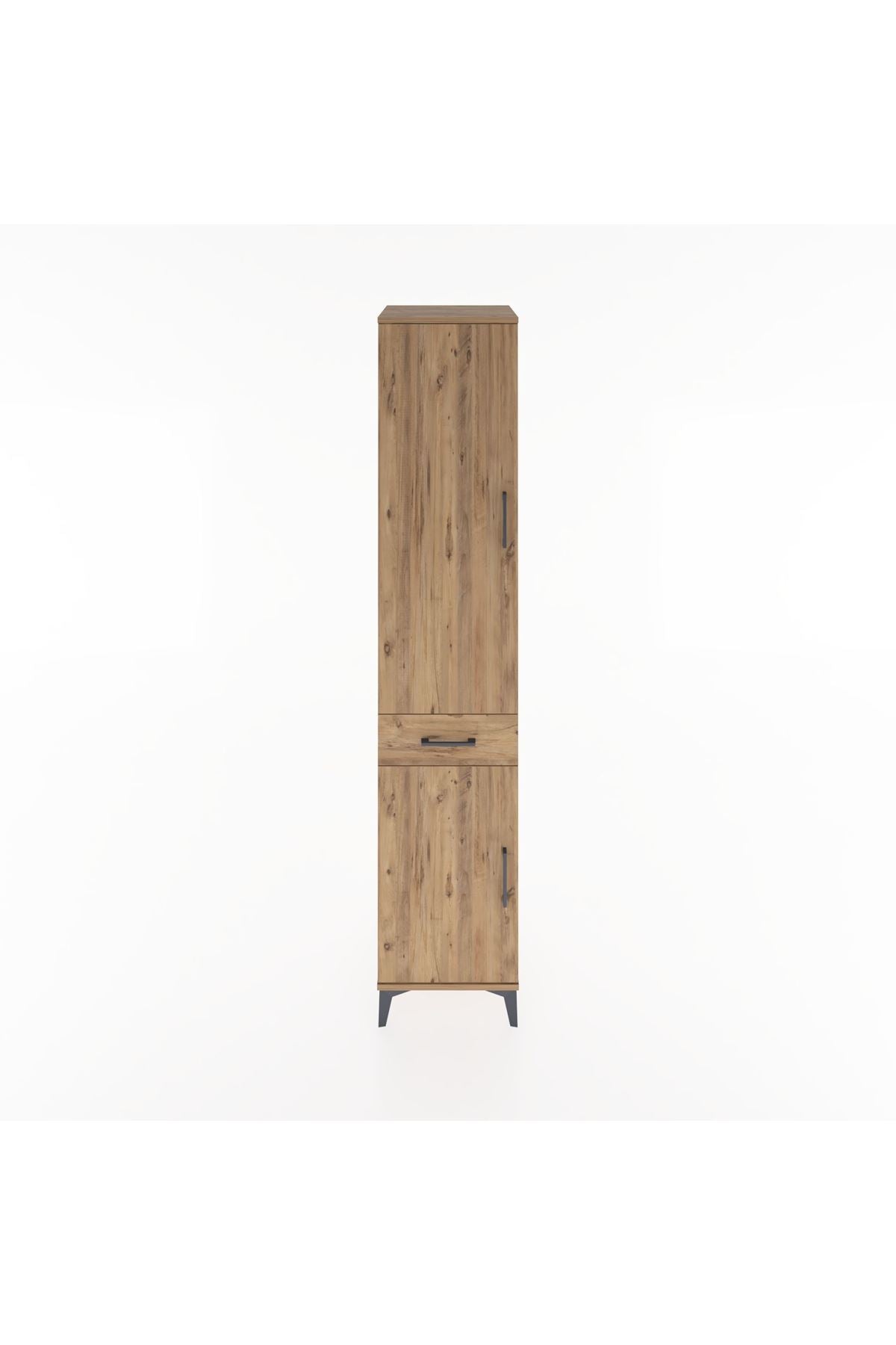 Hyperion Dolap 4 Raflı Tek Çekmeceli 2 Kapaklı 44x44x221 Çam-Çam