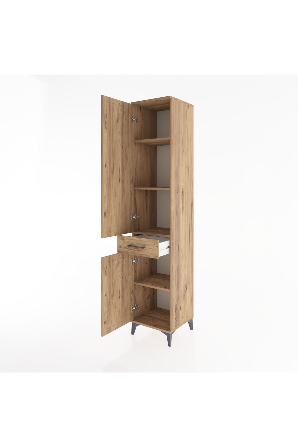 Hyperion Dolap 4 Raflı Tek Çekmeceli 2 Kapaklı 44x44x221 Çam-Çam