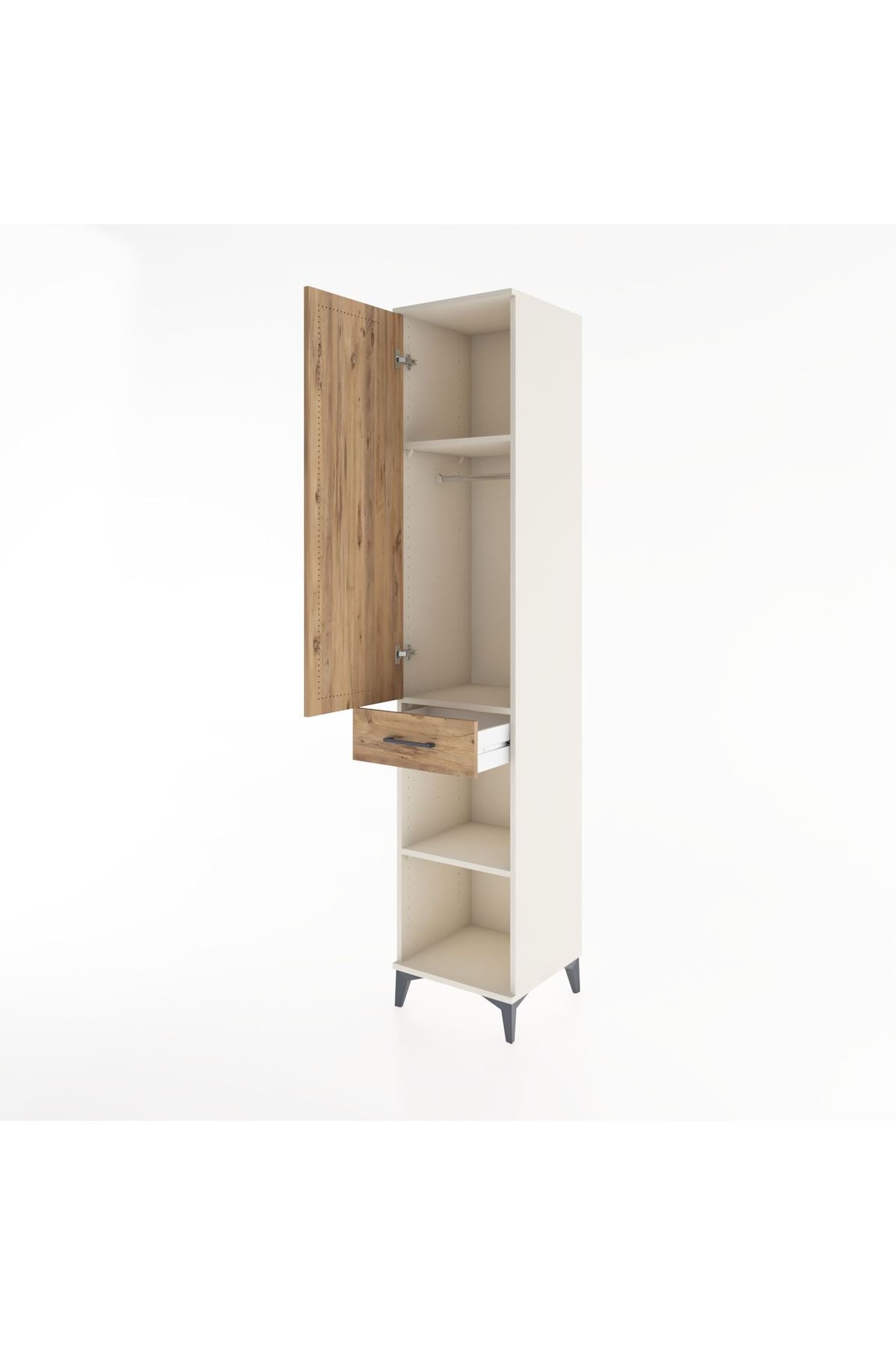 Hyperion Dolap 3 Raflı Tek Çekmeceli Tek Askılı 44x44x221 Aytaşı-Çam