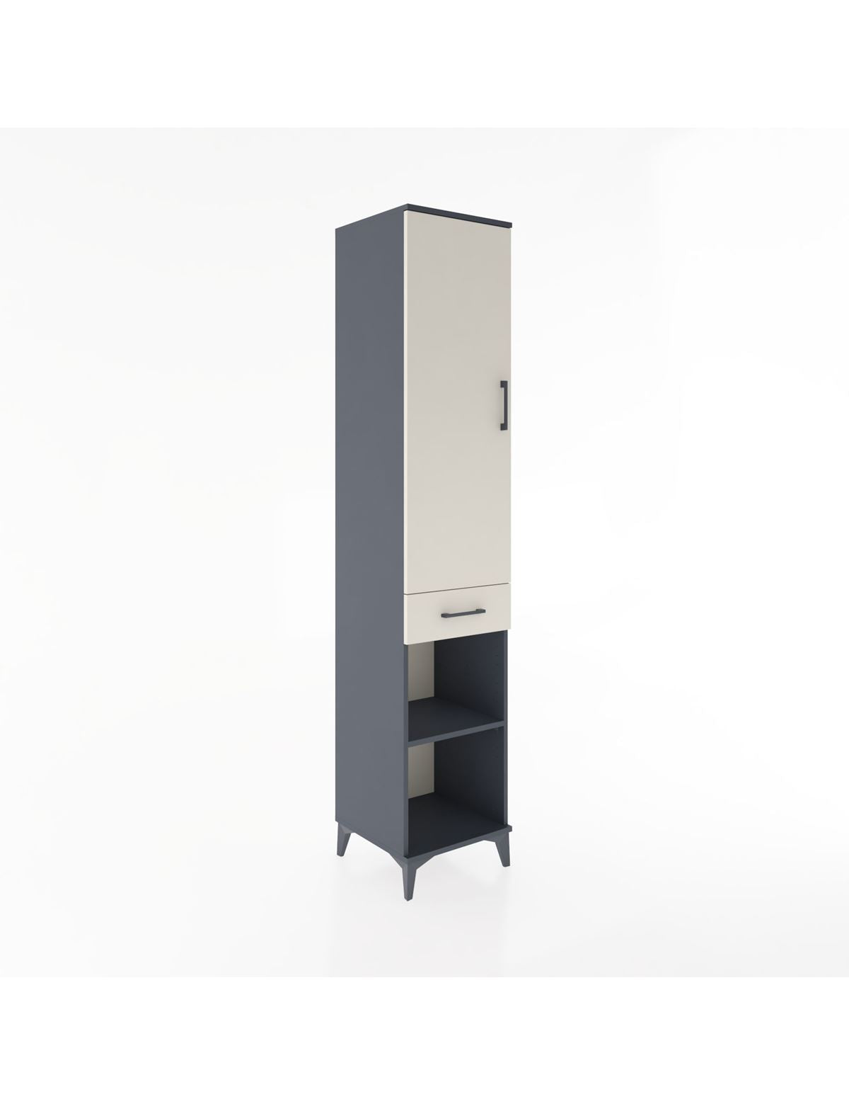 Hyperion Dolap 3 Raflı Tek Çekmeceli Tek Askılı 44x44x221 Antrasit-Aytaşı