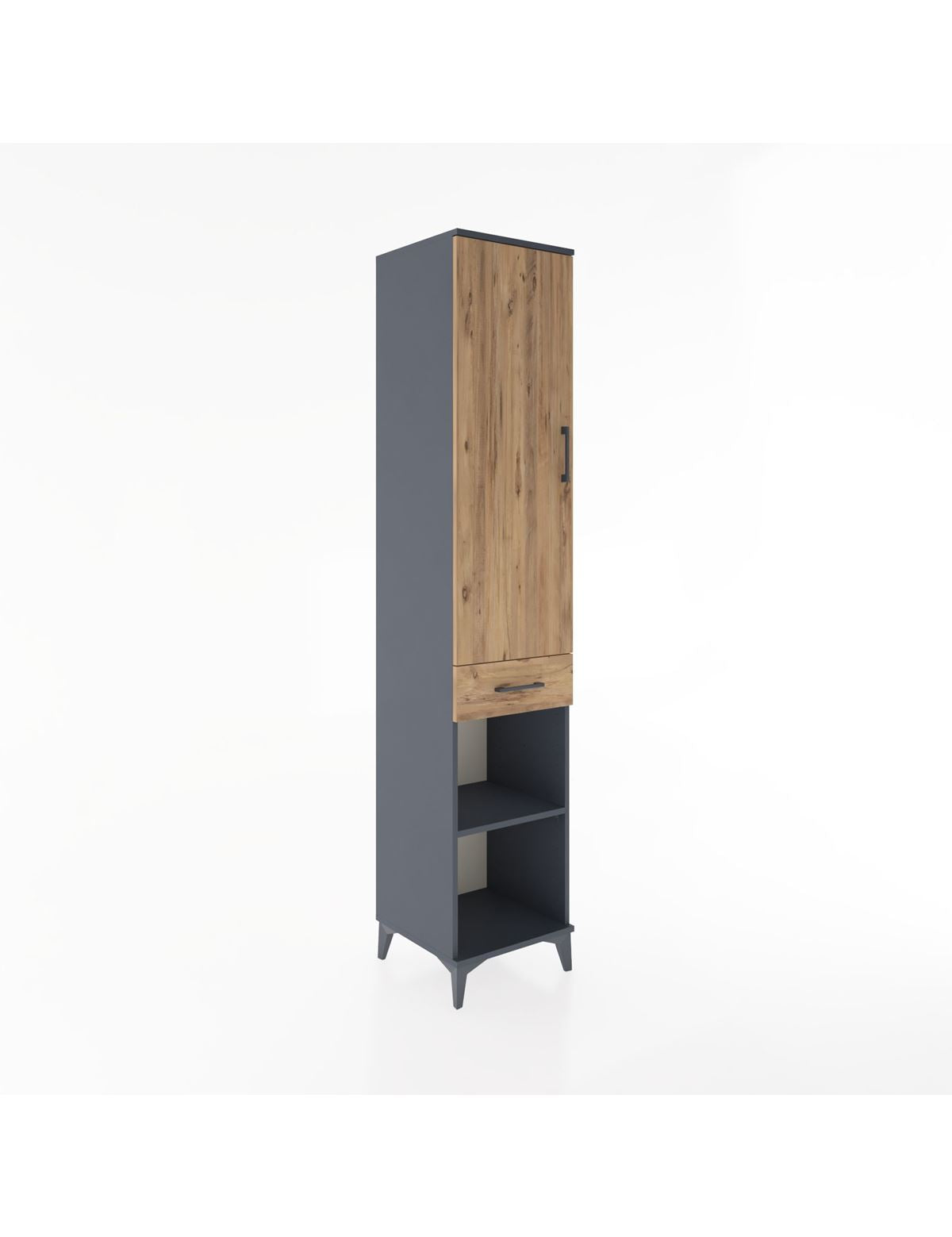 Hyperion Dolap 3 Raflı Tek Çekmeceli Tek Askılı 44x44x221 Antrasit-Çam
