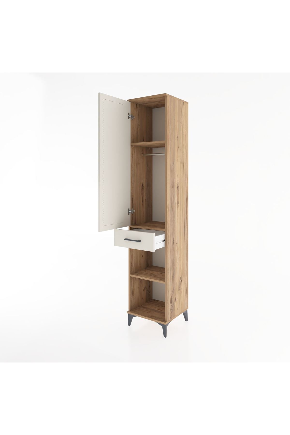 Hyperion Dolap 3 Raflı Tek Çekmeceli Tek Askılı 44x44x221 Çam-Aytaşı