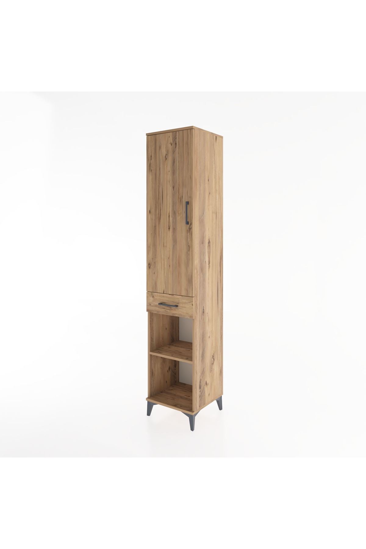 Hyperion Dolap 3 Raflı Tek Çekmeceli Tek Askılı 44x44x221 Çam-Çam
