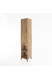 Hyperion Dolap 3 Raflı Tek Çekmeceli Tek Askılı 44x44x221 Çam-Çam