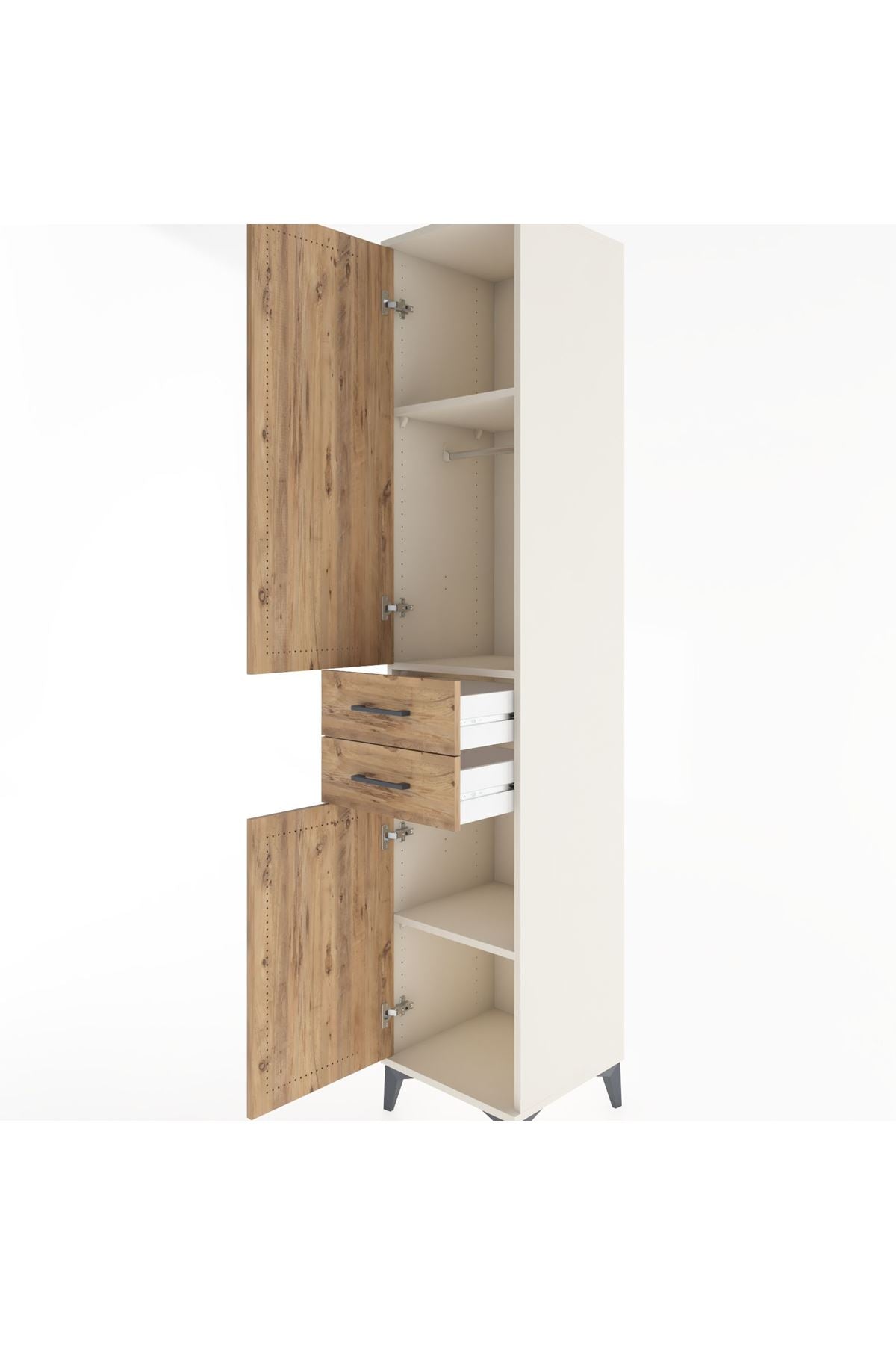 Hyperion Dolap 3 Raflı 2 Çekmeceli Tek Askılı 44x44x221 Aytaşı-Çam