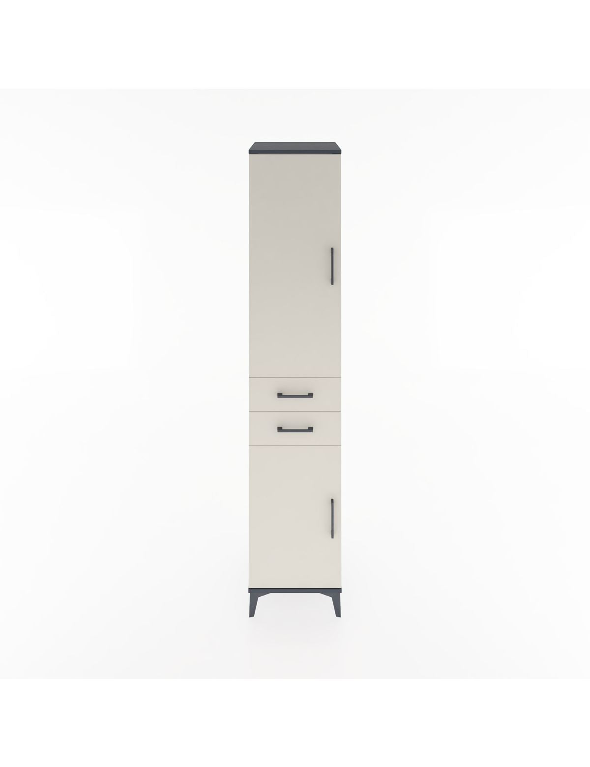 Hyperion Dolap 3 Raflı 2 Çekmeceli Tek Askılı 44x44x221 Antrasit-Aytaşı